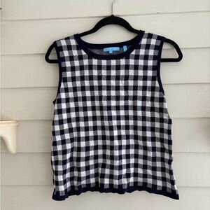 Draper James RSVP Navy & White Checkered Knit Sweater Vest Women’s Size Medium